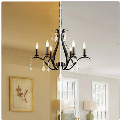 Modern Farmhouse Chandelier for Dining Room Living Room K9 Crystal Pendant Lighting Candle Chandeliers Home Decor Light Fixtures