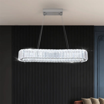 Lámpara colgante de cristal ovalada con LED, moderna, grande, de cristal, para sala de estar, dormitorio, lustres de techo