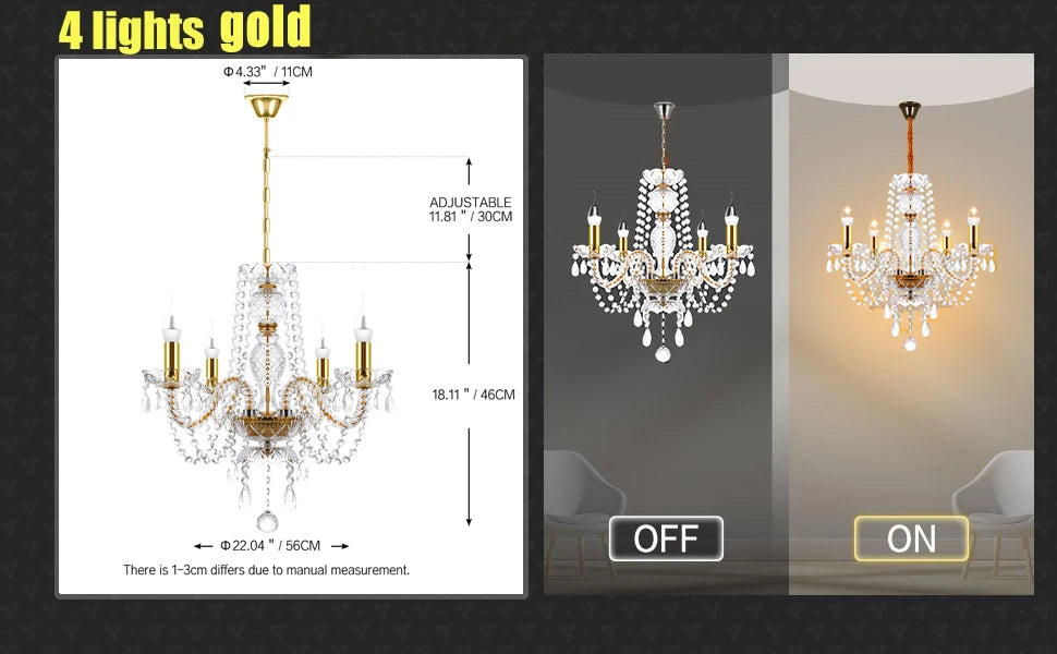 Yonntech 4/6/8/10/15 arms Lights Crystal Chandelier Pendant Ceiling Light Chandelier Lamp Living room light Vintage