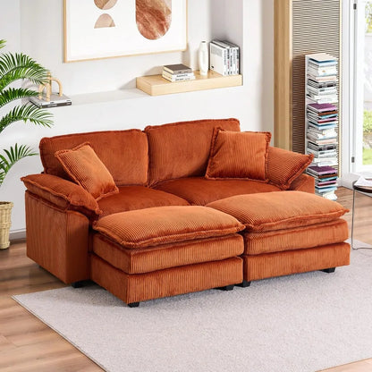 84.6" Sectional Sofa Couch for Living Room,Modern Upholstered Corduroy L Shaped Couch with Chaise,Comfy Deep Seat Loveseat Sofa