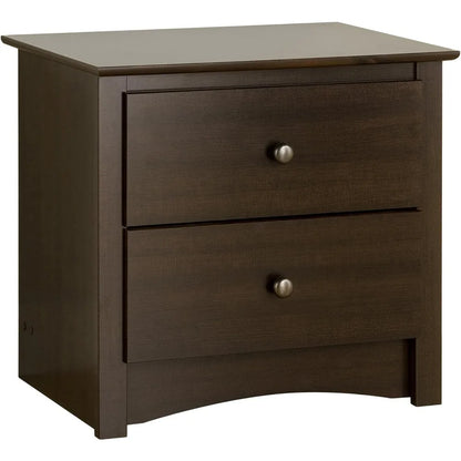 Traditional Nightstand Side Table with 2 Drawers, Functional 2-Drawer Bedside Table 16" D x 23.25" W x 21.75" H