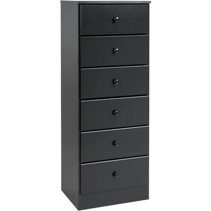 Astrid Tall White Dresser: 16"D x 20"W x 52"H, 6-Drawer Chest for Bedroom by Prepac - Perfect Chest of Drawers for Ample