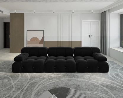 Minimalist Sectional Sofa for Living Room Black Velvet Fabric Modular Couches with Ottomans Comfortable Lounge Couch Sofas Sets