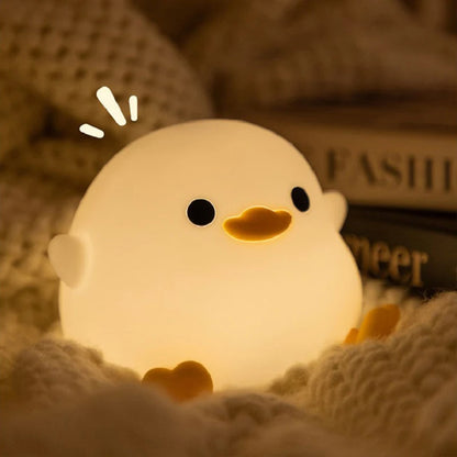 1pc Doudou Canard veilleuse Cadeau enfant lumière douce soin des yeux USB charge minutage automatique claquement lampe silicone