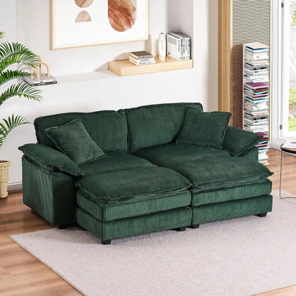 84.6" Sectional Sofa Couch for Living Room,Modern Upholstered Corduroy L Shaped Couch with Chaise,Comfy Deep Seat Loveseat Sofa