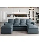 Convertible Sectional Sofas Couches for Living Room,L Shaped Couch with Storage Ottoman,Small Sectional 3 Seater Sofa Small