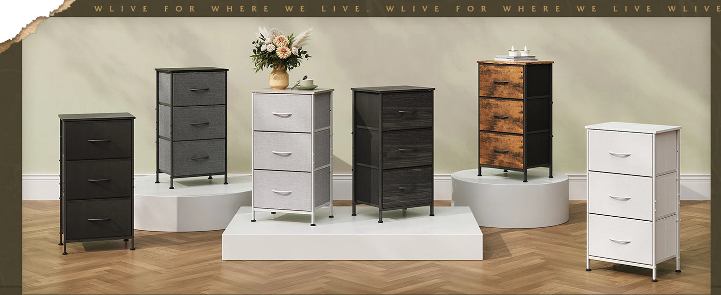 Dresser with 3 Drawers, Fabric Nightstand, Organizer Unit, Storage Dresser for Bedroom, Hallway, Entryway, Closets, Sturdy