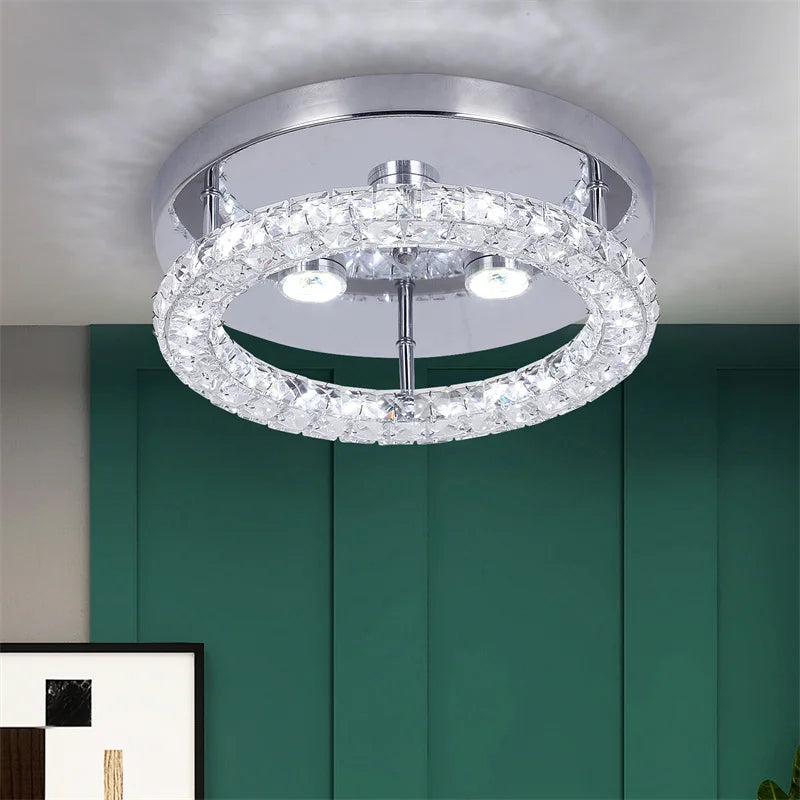 Plafonnier de chambre simple en cristal à LED, éclairage adapté au vestiaire, au couloir, au porche, lampe suspendue interchangeable