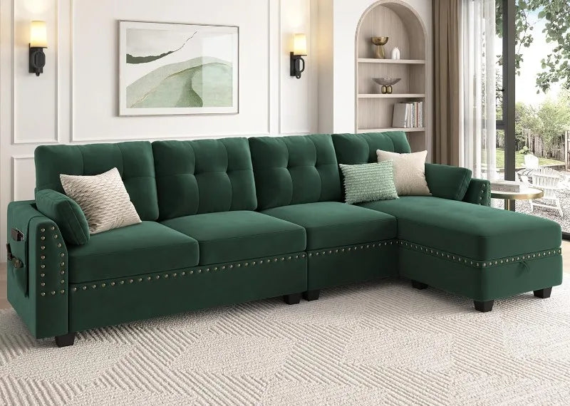 Reversible Sectional Sofa L-Shape Sofa Convertible Couch 4-Seater Sofas Sectional， Sofa Set Living Room Furniture