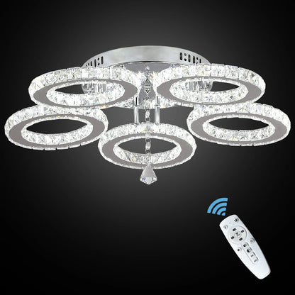 Modern K9 Led Crystal Ceiling Lamp Smart Chandelier Pendant Light Ring Chrome Plafonier Fixture Dining Living Room Decor Luxury