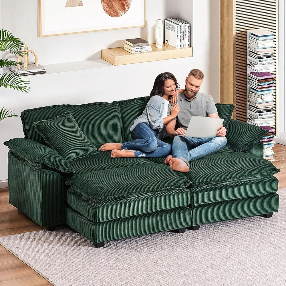 84.6" Sectional Sofa Couch for Living Room,Modern Upholstered Corduroy L Shaped Couch with Chaise,Comfy Deep Seat Loveseat Sofa