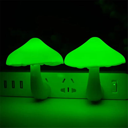 LED Night Lights Mushroom Shape Automatic Sensor Toilet Bedroom Decor Wall Lamps Light-control Sensor Bedroom Light