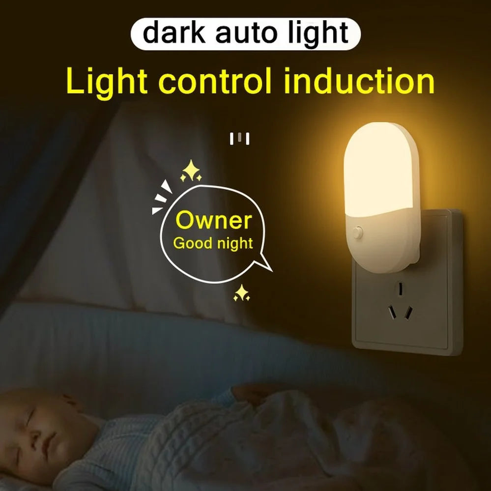 Lámpara de noche con luz LED de noche con enchufe UE/EE. UU., CA de 220 V, para dormitorio, regalo para niños, bonita lámpara de noche para pasillo, WC