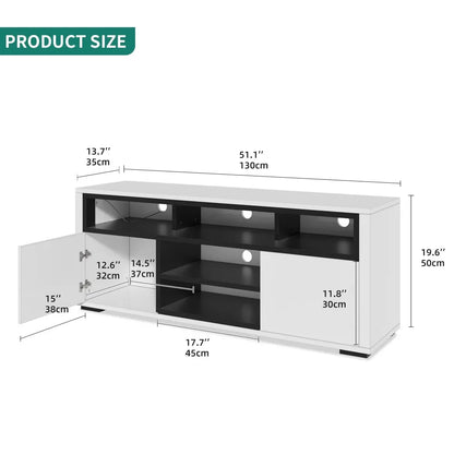 Meuble TV avec lumières d'ambiance LED Meuble TV moderne avec étagère ouverte Meuble de rangement pour téléviseurs 62 pouces Meubles Meubles TV blancs