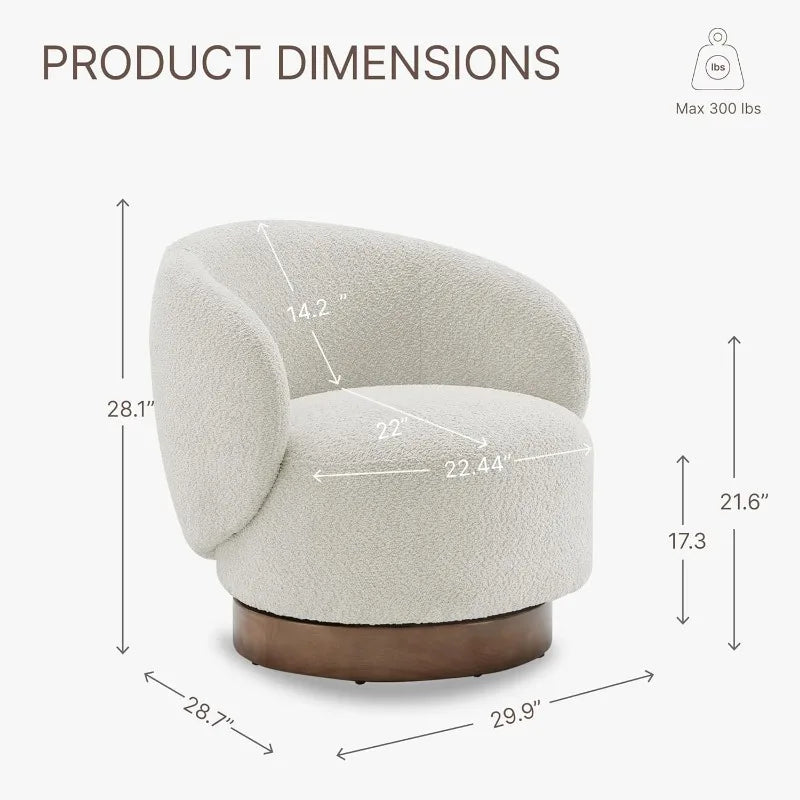 Swivel armchair, armchair upholstered in high performance fabrics for living room bedroom reading waiting room