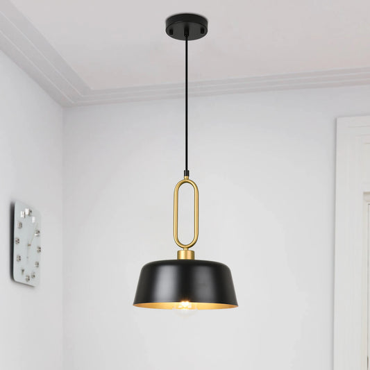 Modern Pendant Light,Pendant Lamp with Metal Shade, Black Industrial Pendant Hanging Lighting for Kitchen Island, Dining Room