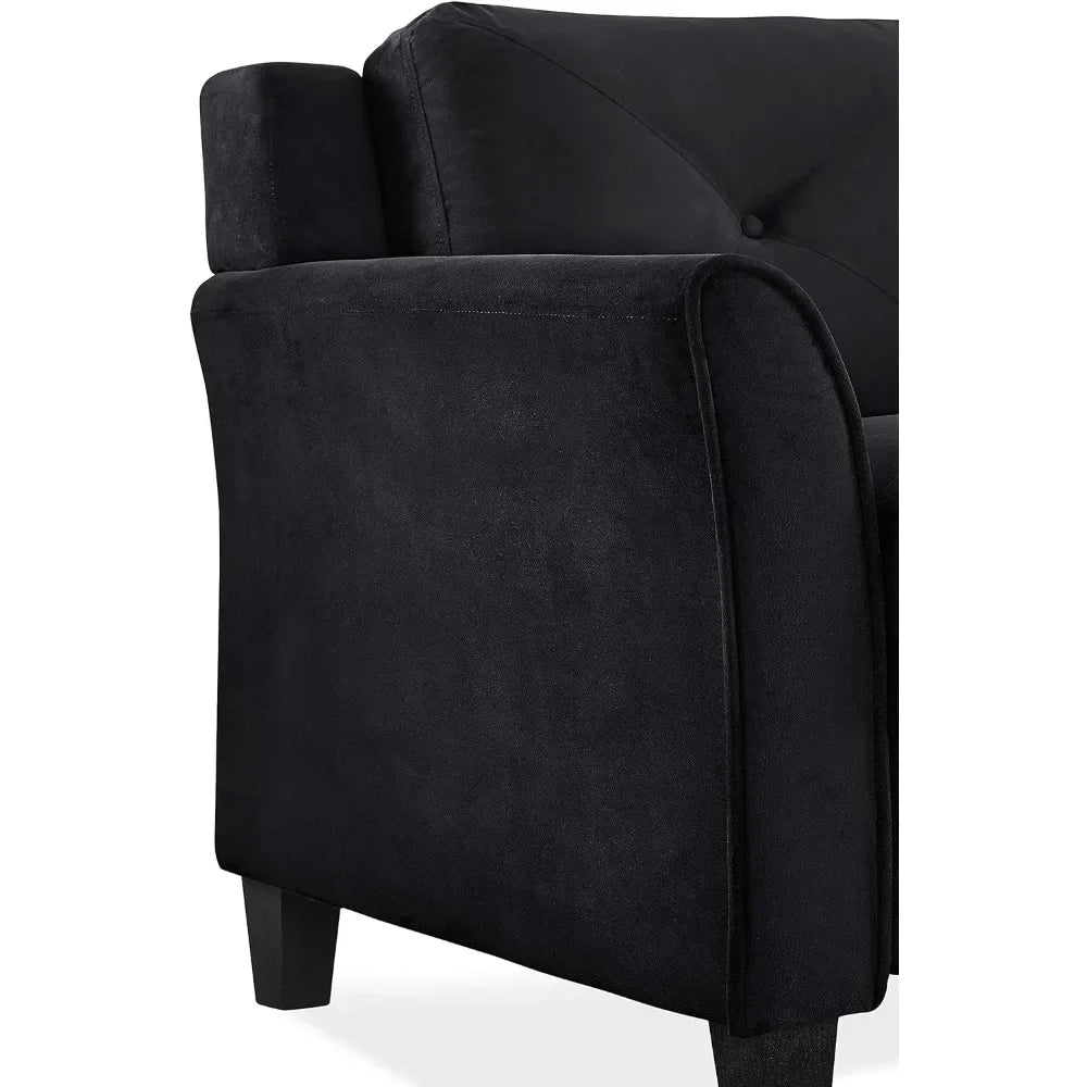 Sofá Harrington, negro, 31,5" de profundidad x 78,7" de ancho x 32,7" de alto, suave, cómodo y atmosférico, adecuado para sala de estar, dormitorio, oficina.