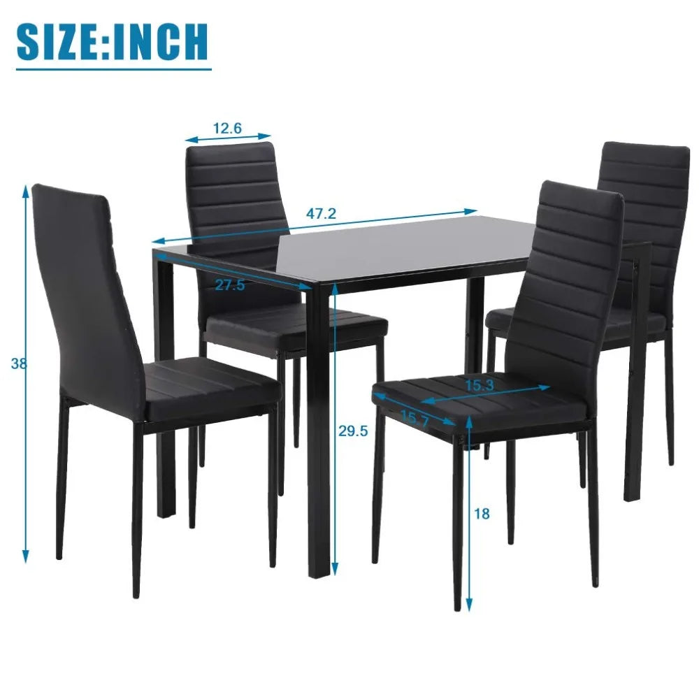 New Dining Table Set Glass for Small Spaces Kitchen Table and Chairs for 4 Table with Chairs Home Furniture Rectangular Modern