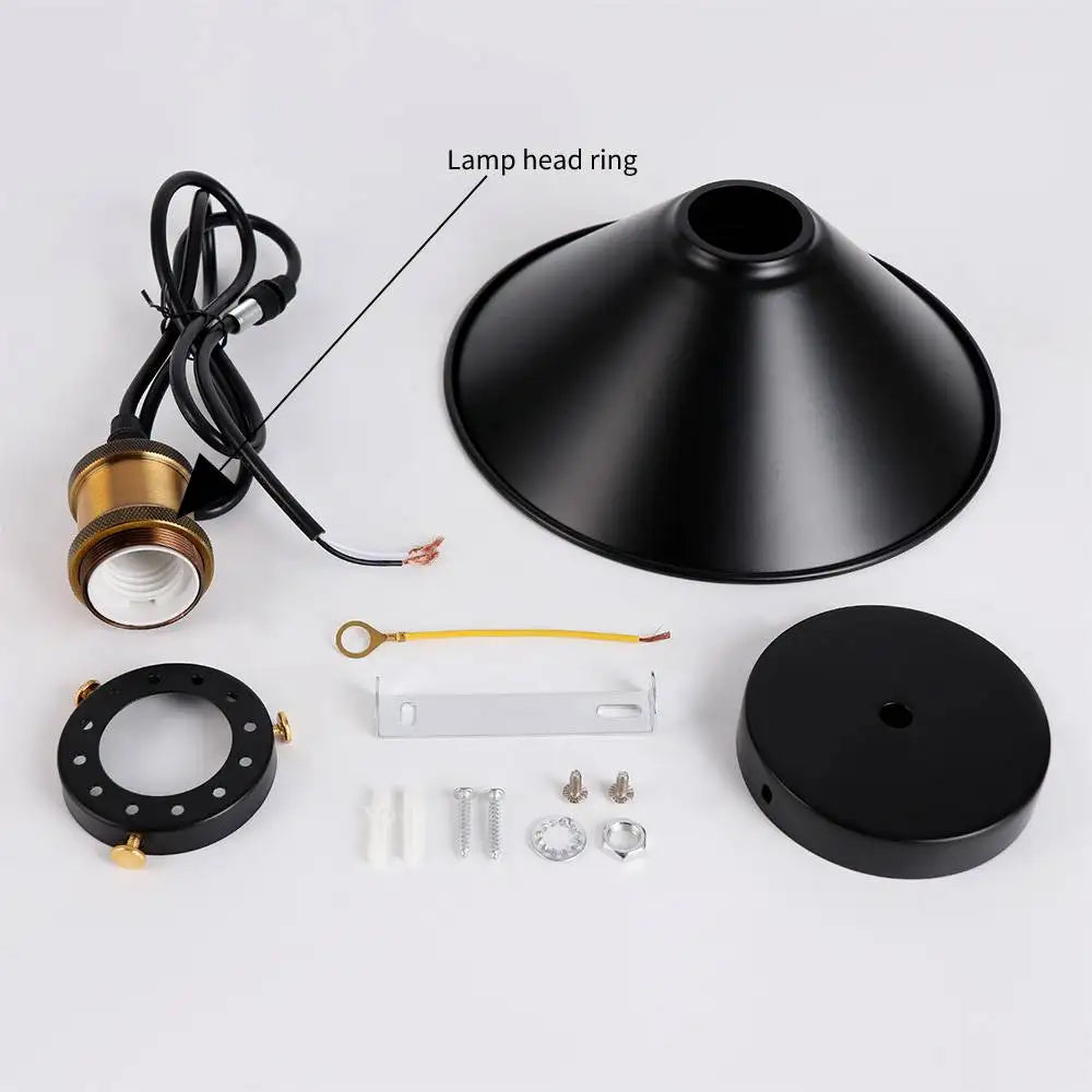 Lampe suspendue rétro en fer forgé pour grenier, petite lampe parapluie noire E27, éclairage d'intérieur pour chambre à coucher, cuisine, salle à manger, salon, allée