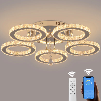 Crystal Led Ceiling Lamp With Remote Control Modern Chandelier Light Hanging Pendant Lamps Indoor Decora Surface Mounted Fixture