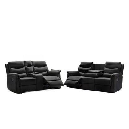 Manual Reclining Sectional Sofa Living Room Sets,Faux Leather Motion Sofa & Loveseat Couch,Footrest Home Theater Seating