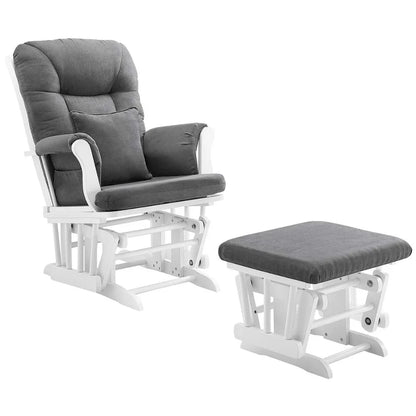 Angel Line Monterey Glider & Ottoman, Grey Finish - Grey Cushion