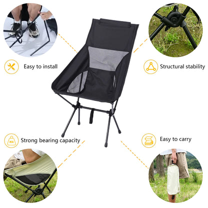 Chaise de lune pliante portable détachable, chaises de camping en plein air, chaise de pêche de plage, siège de pique-nique de randonnée ultraléger, outils