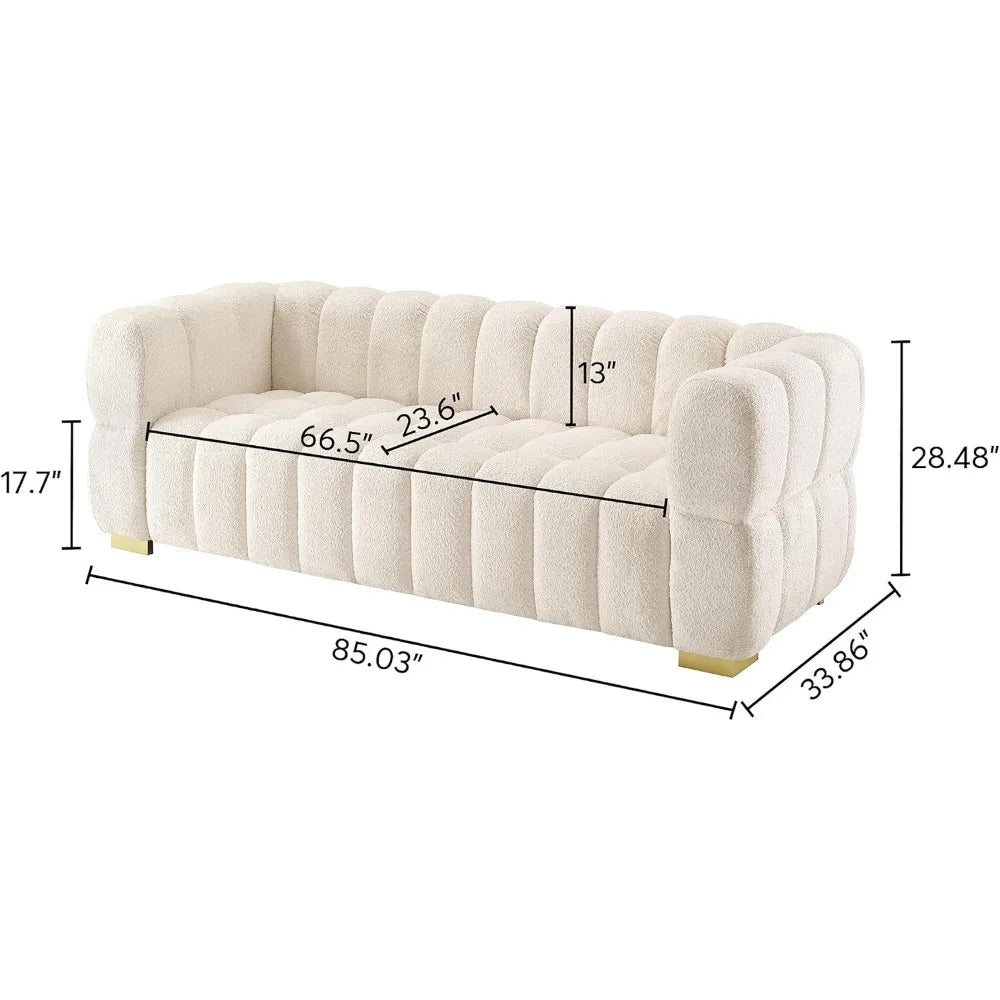 Sofa Couch for Living Room, Upholstered Sofa Couch with Metal Leg for Bedroom Apartment Small Space,Modern Futon 3-Seat Sofa