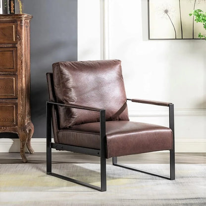 Fauteuil d'appoint classique et moderne du milieu du siècle de Furniture Direct avec cadre en métal carré durable, fauteuil pour salon, chambre à coucher