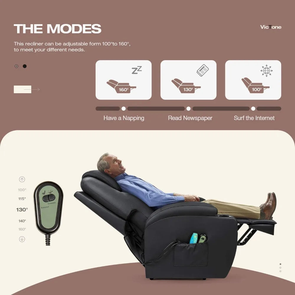 New Electric Power Lift Recliner Chair for Elderly Reclining Sofa for Living Room with Massage and Heat