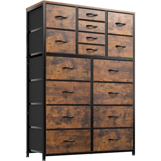 Dresser for Bedroom with 16 Drawer, Dressers & Chests of Drawers, Tall Dresser for Bedroom, Dresser Organizer with Fabric Bins