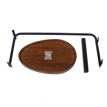 Coffee Table - Walnut + Black Frame - 45x30x70cm Small Side Table Narrow C-shaped side table for sofa, loveseat and bedroom