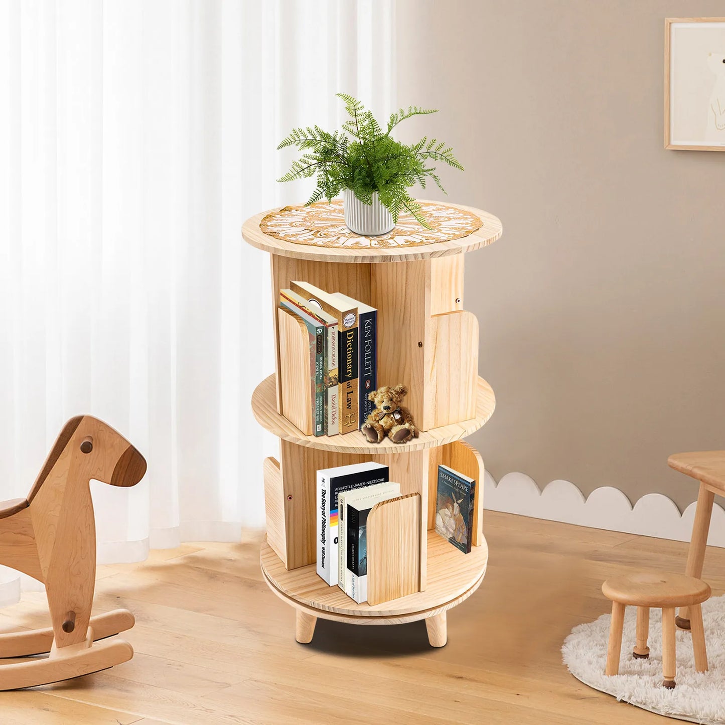 1/2/3/4/5/6 Layers New Modern Room Simple Household Space-saving Storage Bookcase Revolving Round Children Rotating Bookshelf