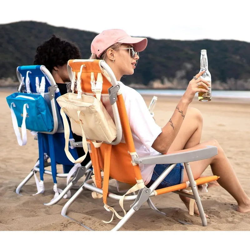 Chaises de plage SUNNYFEEL pour adultes, lot de 2, 5 positions, pliables, portables, pour sac à dos, chaise de plage robuste avec sac isotherme