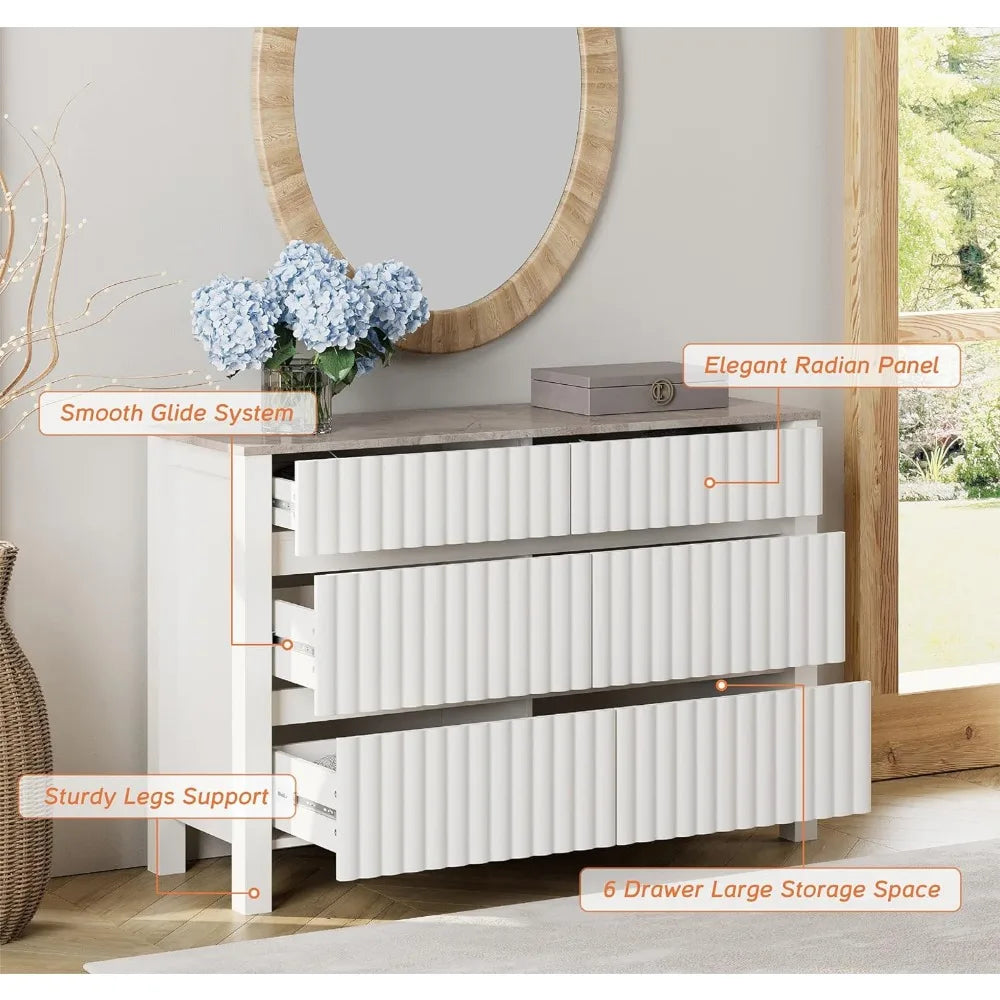 Dresser for Bedroom, 94 Inches Modern Dresser for Bedroom with 12 Drawers, Farmhouse Wide Wood Chest of Drawers, White