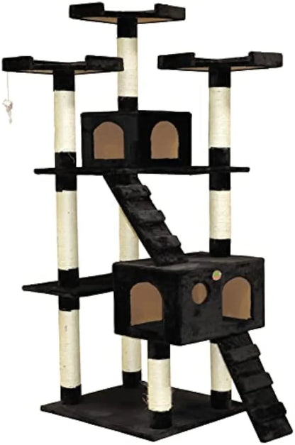 Arbre à chat extra large de 72 po de haut, tour pour chat, maison pour grands chats d'intérieur, jeu, griffoir, cachette, escalade, meubles d'activité avec