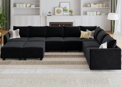 Fashionable Modular Sectional Sofa Velvet U Shaped Couch with Storage Oversized Sectional Sofa Couch for Living Room