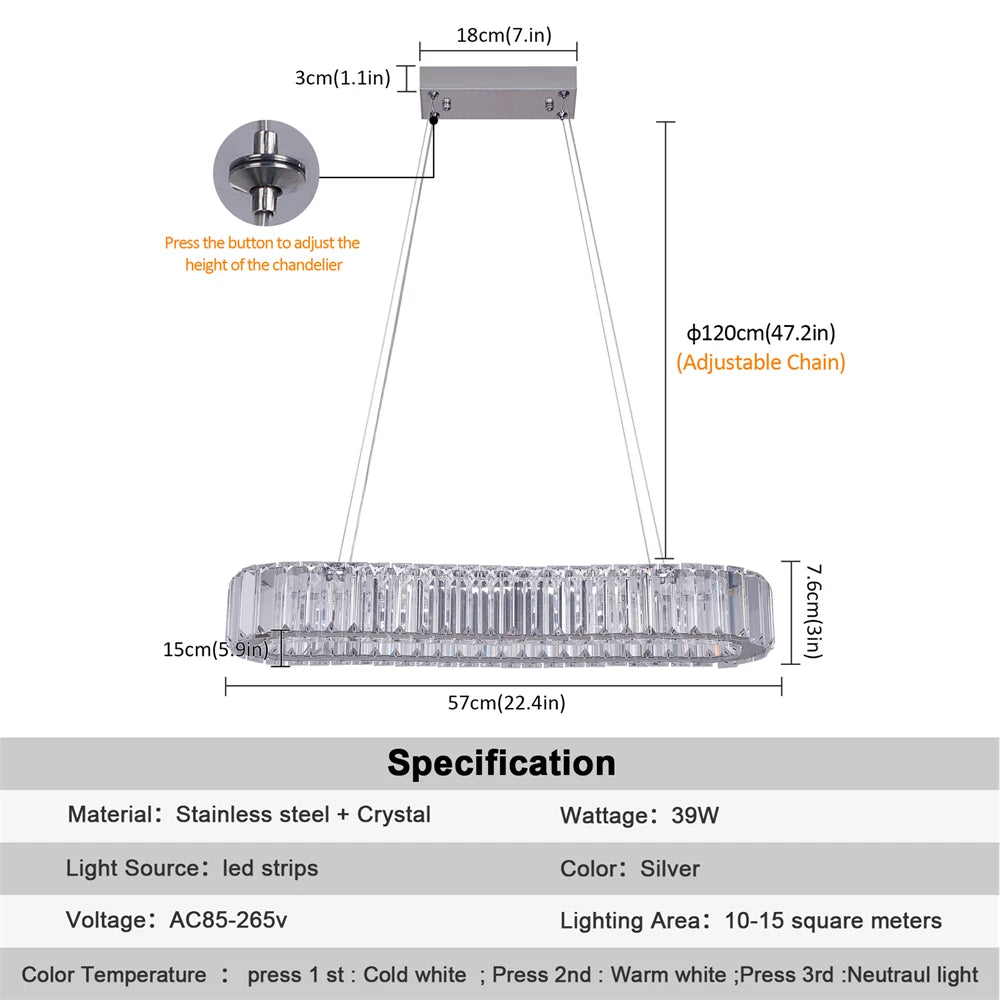 Crystal Oval Desig Led Chandelier Modern Large Crystal Pendant Hanging Light Fixtures For Living Room Bedroom Ceiling Lustres