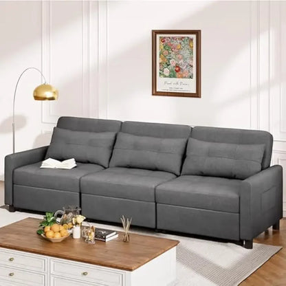 Convertible Sectional Sofa Bed, Sleeper Sofa Bed with Pocket, 84" Pull Out Couch with Ottoman for Livingroom, Apartment