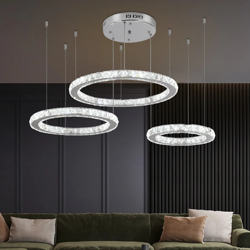 Crystal Chandelier Light Living Room Remote Control Bedroom Pendant Lamps Dining Table K9 Chrome Lustre Ceiling Lamps Luminaires