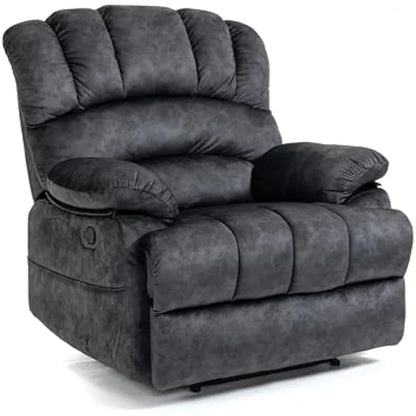 Sillón reclinable manual grande, suave, extra ancho, con brazos y respaldo acolchados, para sala de estar o dormitorio, color gris, 40" de ancho