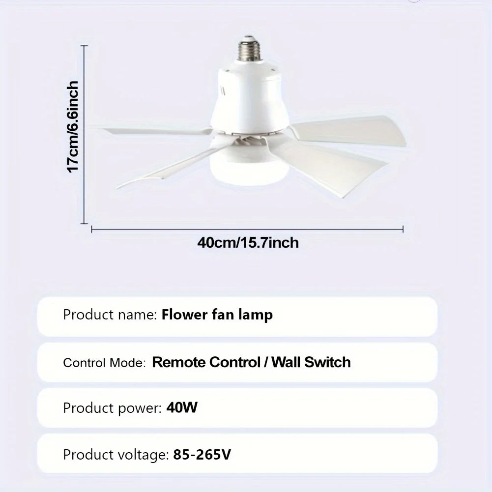 1/2pcs Dimmable LED Ceiling Fan Lamp, Remote adjustable wind speed 2-in-1 Fan and Light bulb for Bedroom Living Dining Room Home