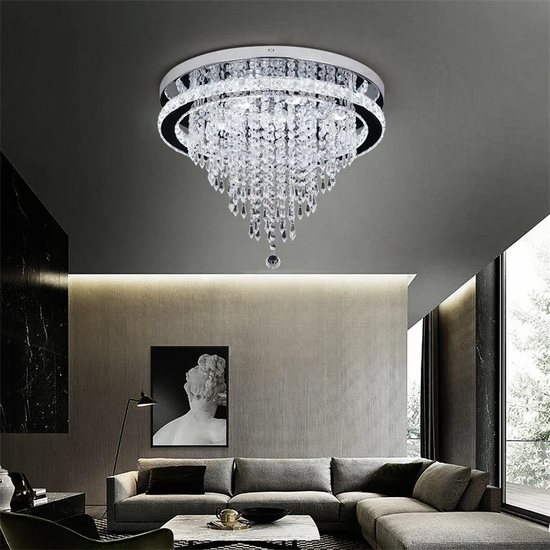 Modern K9 Luxury Crystal Ceiling Lamp Smart Led Living Dining Room Pendant Light Chandelier Remote Control Hanging Decor Luminai