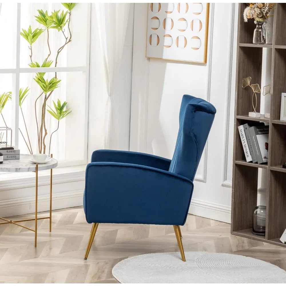 Modern Velvet Accent Chair for Living Room, Bedroom or Office with Stylish Metal Legs, Plush Upholstery and Wood Frame,