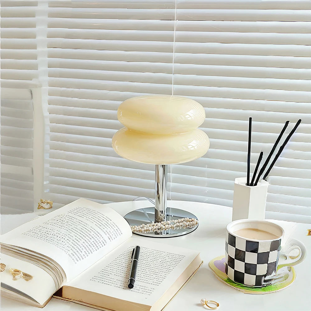 Macaron Glass Table Lamp Trichromatic Dimming Living Room Atmosphere Lamps Eye Protection Night Light Girl Bedroom Bedside Decor