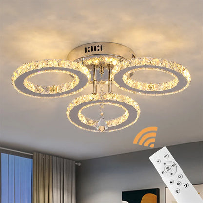 Modern Ceiling Lamp Flush Mount Stainless Steel Fixture Led Chandelier K9 Crystal Chrome Ceiling Fan Plafon Fan Lamps Luminaire