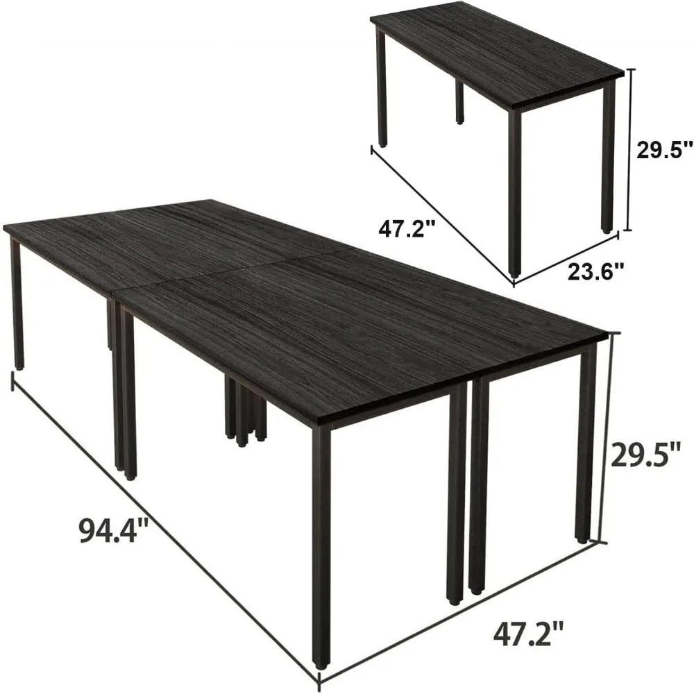 Conference Table Chairs,  Set 8FT Tables & 10pcs Chairs Set for Conference Room Meeting Room Office, Black