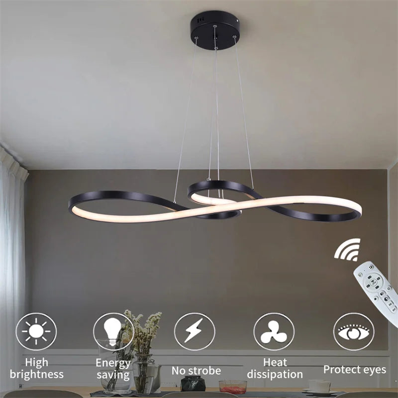 Modern Pendant Light With Remote Dimmabl Decor Living Room Chandeliers Led Simple Luminaire Dimming Kitchen Florarium Fixtures