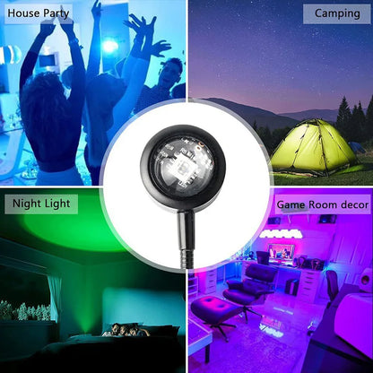 1x USB Sunset Lamp LED Rainbow Neon Night Light Projecteur Photographie Mur Ambiance Éclairage pour Chambre Maison Chambre Décor Cadeau