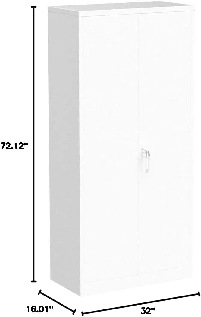 Armoire de rangement en métal blanc Greenvelly, portes d'armoire verrouillables en acier de 72 po, 4 étagères réglables, armoires hautes, classeur verrouillable